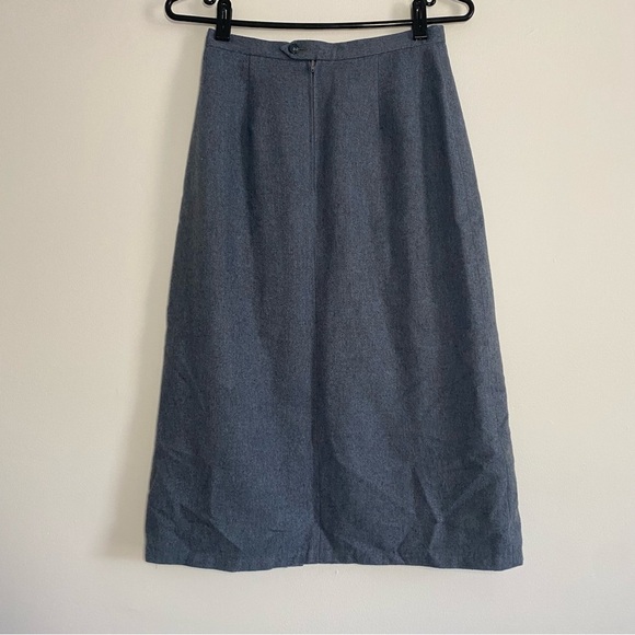 Vintage Pierre Balmain Cashmere Blend Midi A-Line Gray Skirt Size Small - Picture 2 of 9